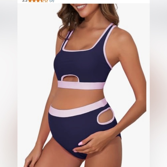 Summer Mae Maternity Bikini Two-Piece High Waist Swimsuit Cutout new 🆕 - Picture 1 of 7